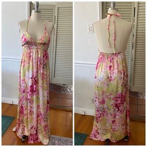 H&M Watercolor Floral Halter Maxi Dress Size 6